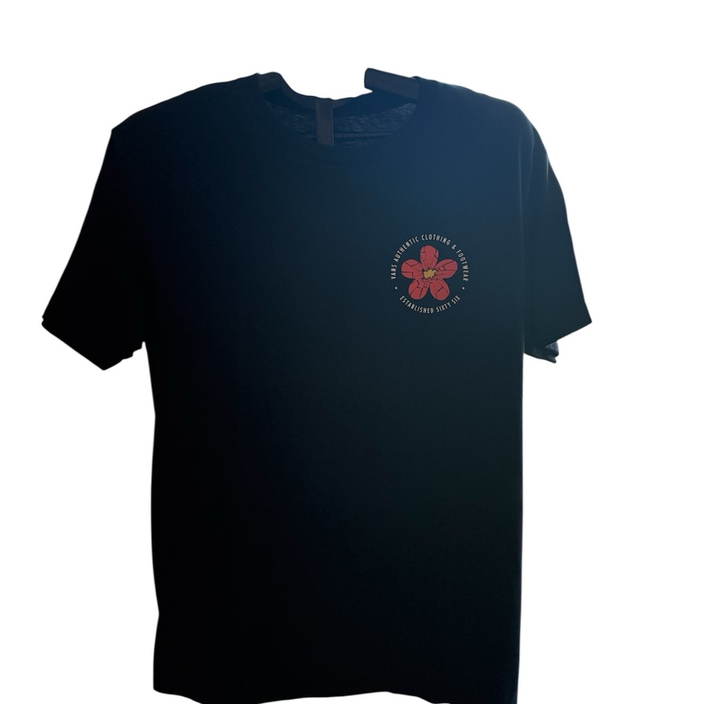 Vans Black Tee with Red Floral Graphic